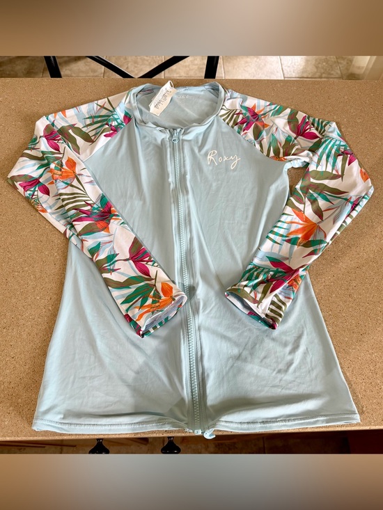 Roxy Other - Roxy Light tropical aqua blue large rash guard shirt coverup jacket full zip up